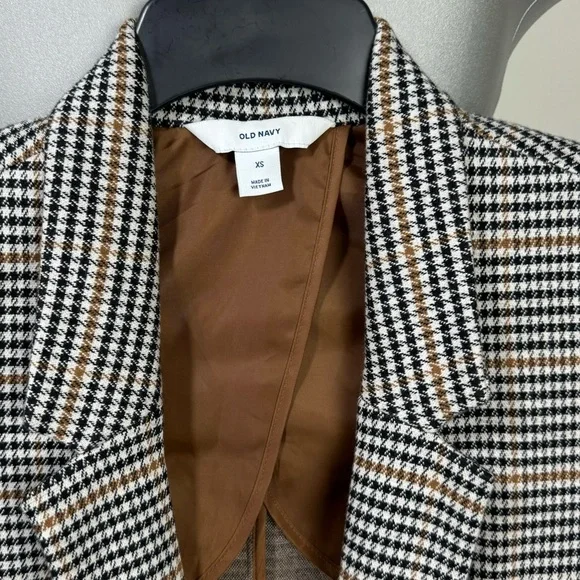 Old Navy Oversized Patterned Blazer Houndstooth Plaid Size XS Extra Small - Picture 6 of 9